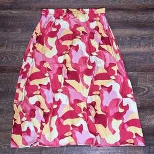 Ming Wang Pull On Skirt Women's Large Multicolor Elastic Waist Colorful